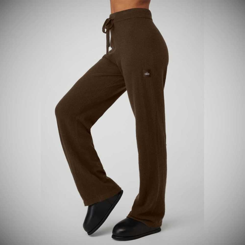 Alo Yoga Cashmere High-Taille Jet Set Weite Leg Hose Damen Kaffee | HICXDZ687