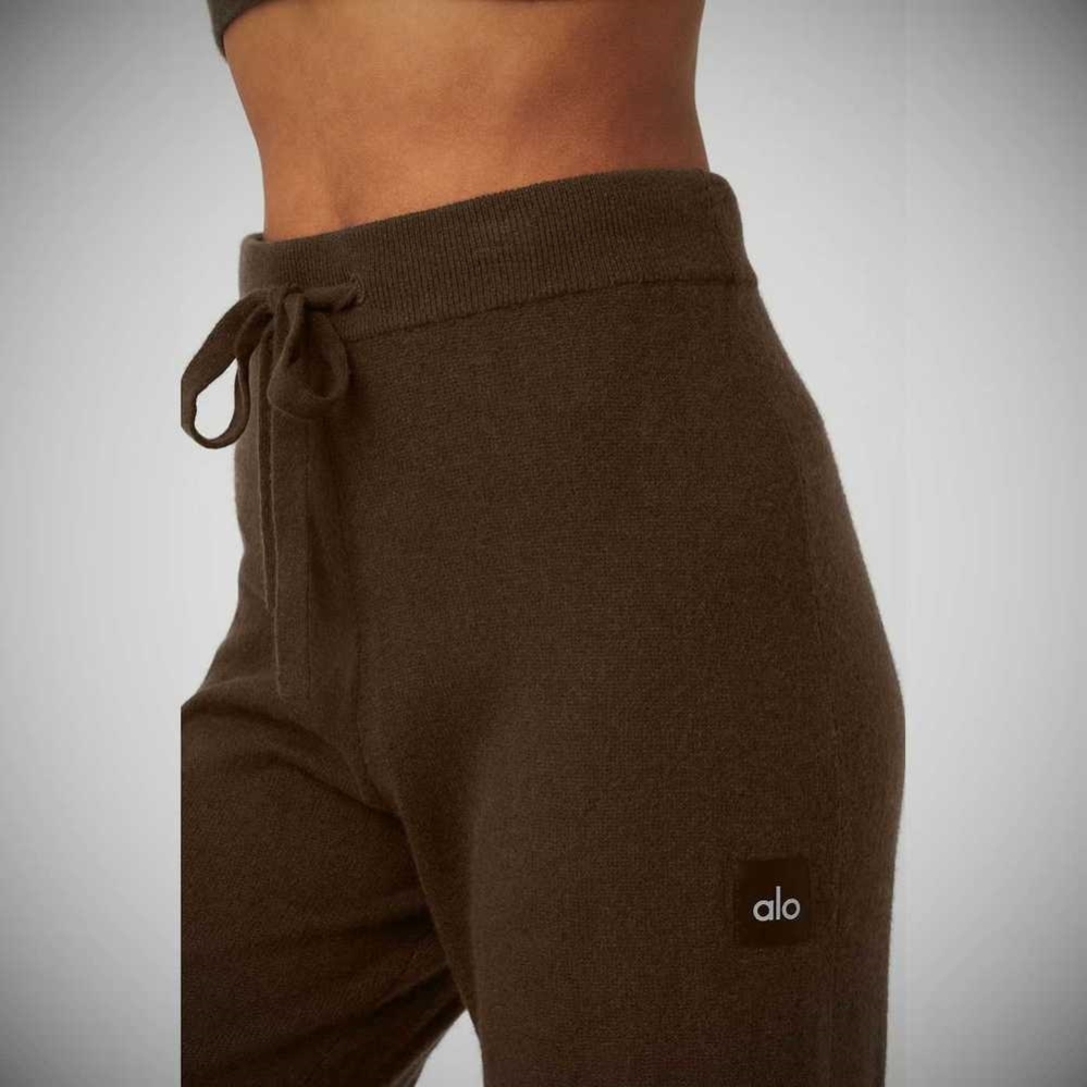 Alo Yoga Cashmere High-Taille Jet Set Weite Leg Hose Damen Kaffee | HICXDZ687