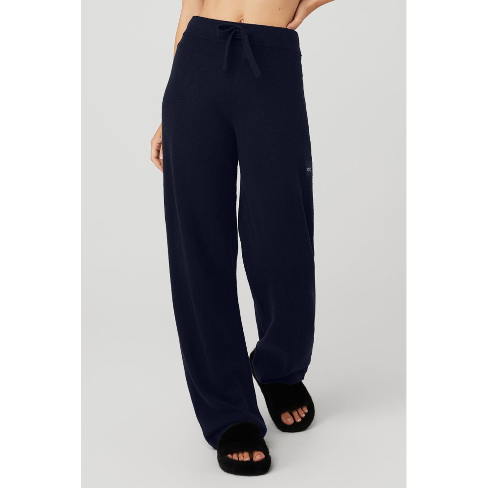 Alo Yoga Cashmere High-Taille Jet Set Weite Leg Hose Damen Navy | LMSURA953