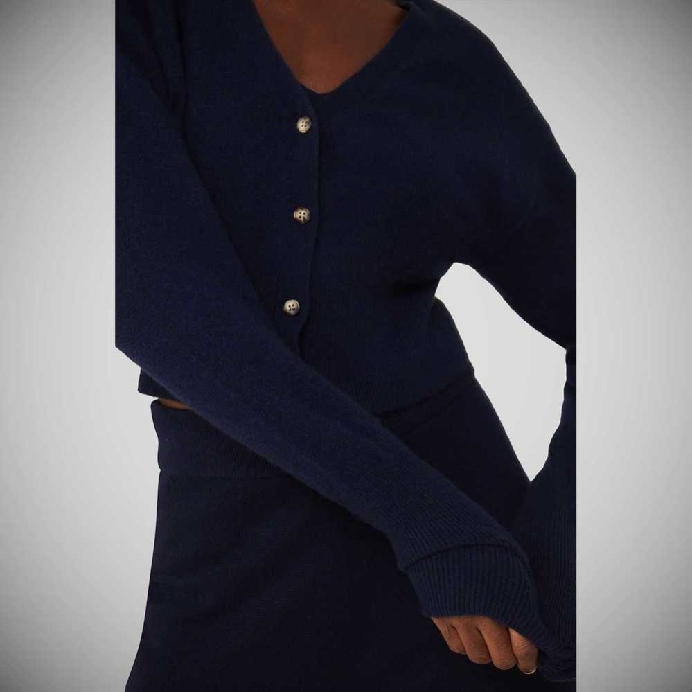 Alo Yoga Cashmere Jet Set Cardigan Pullover Damen Navy | LBRAVS785