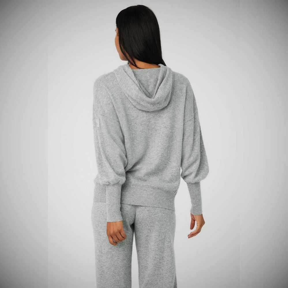 Alo Yoga Cashmere Jet Set Hoodie Damen Grau | QGLAID420