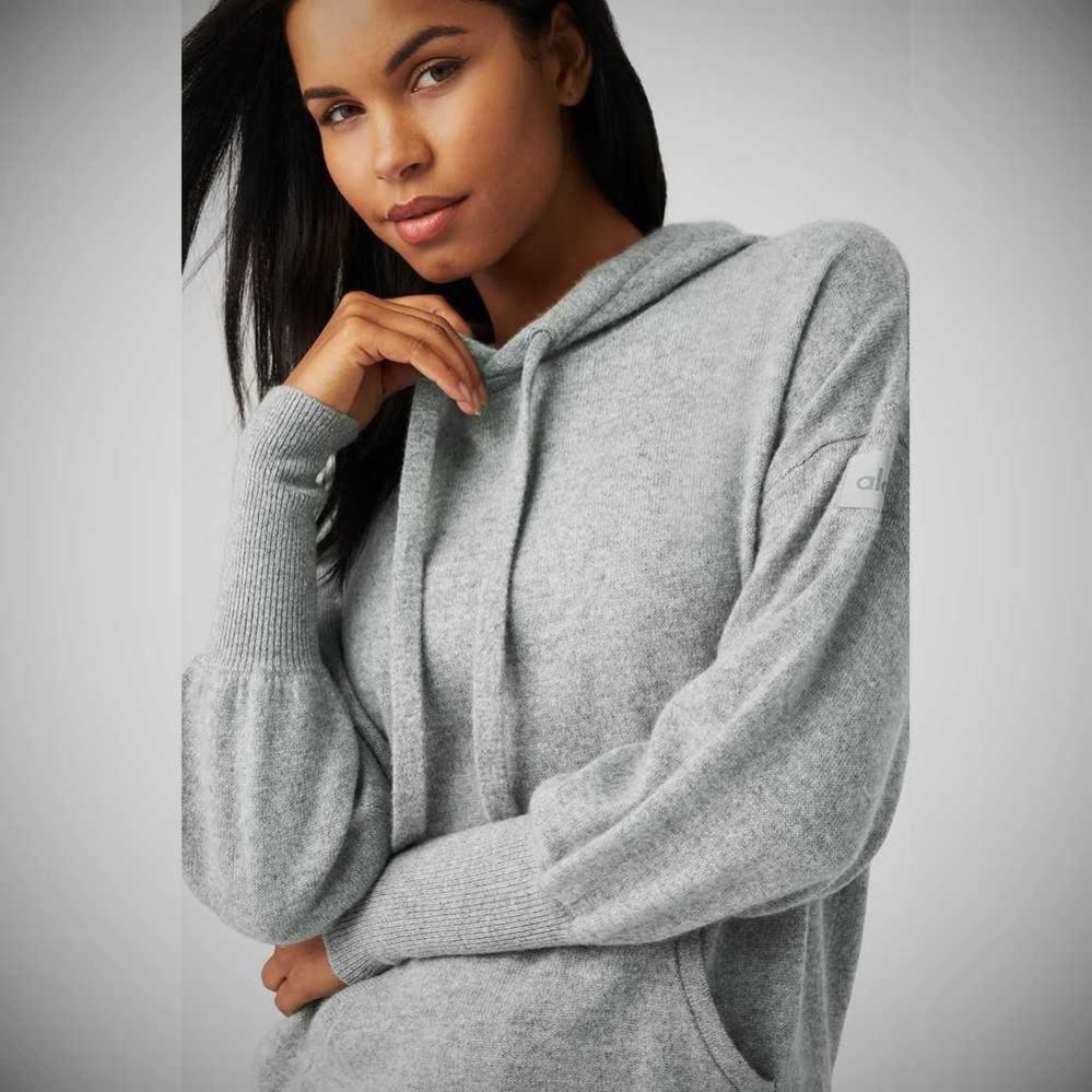 Alo Yoga Cashmere Jet Set Hoodie Damen Grau | QGLAID420