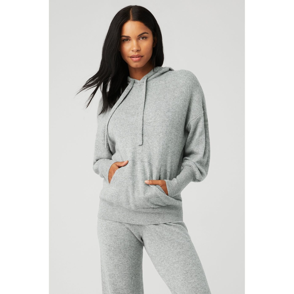 Alo Yoga Cashmere Jet Set Hoodie Damen Grau | QGLAID420