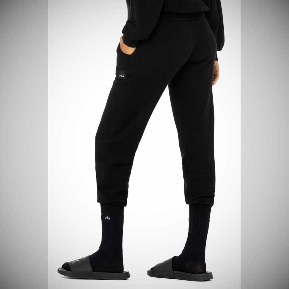 Alo Yoga Cashmere Jet Set Socken Damen Schwarz | FJBUAL427