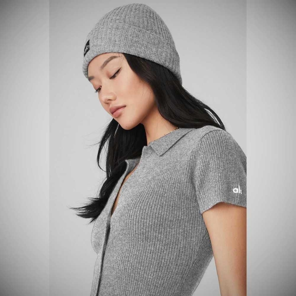 Alo Yoga Cashmere Mütze Damen Grau | CLNRHY517