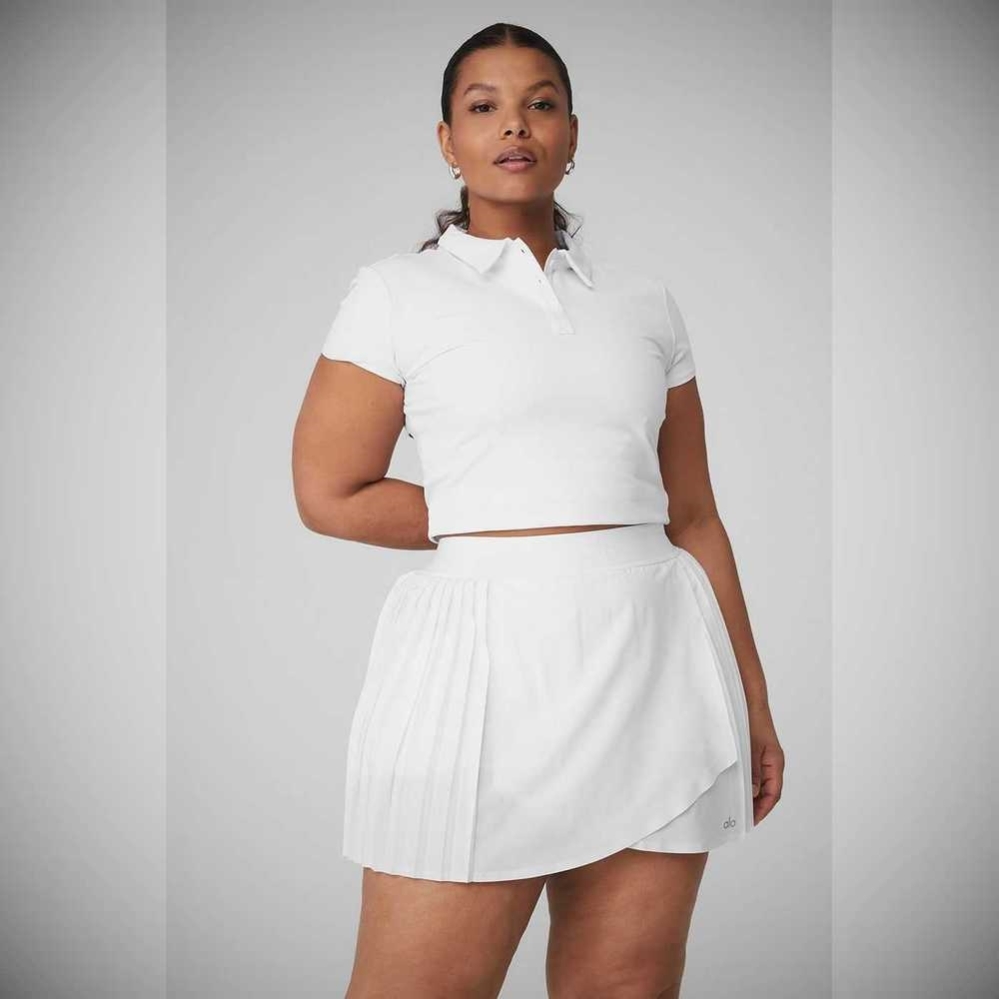 Alo Yoga Choice Polo Short Sleeve Damen Weiß | NSUHLP320