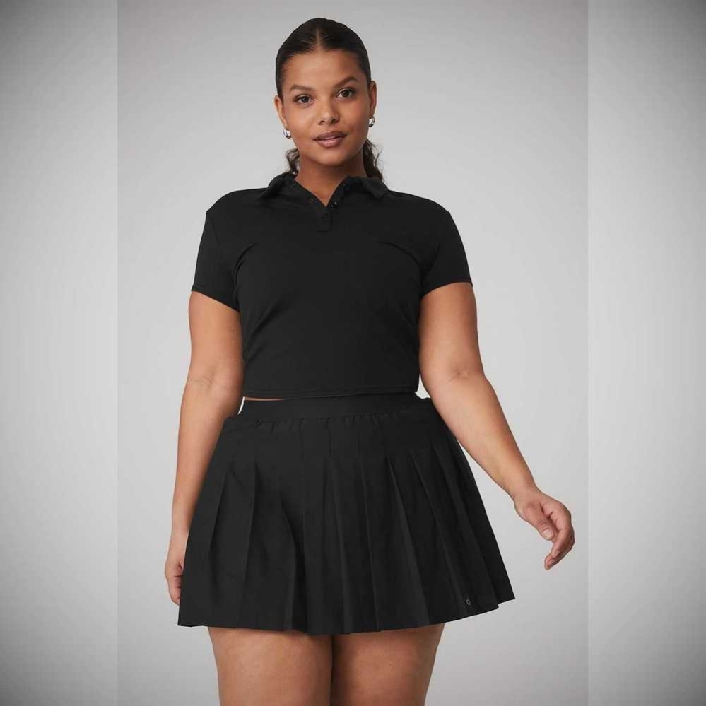 Alo Yoga Choice Polo Short Sleeve Damen Schwarz | YNTPOR804