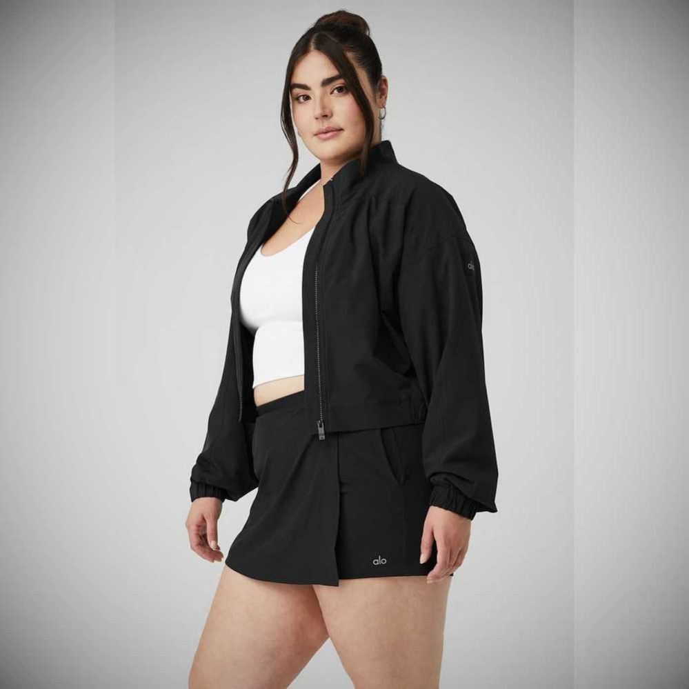 Alo Yoga Clubhouse Jacke Damen Schwarz | EOISXV826