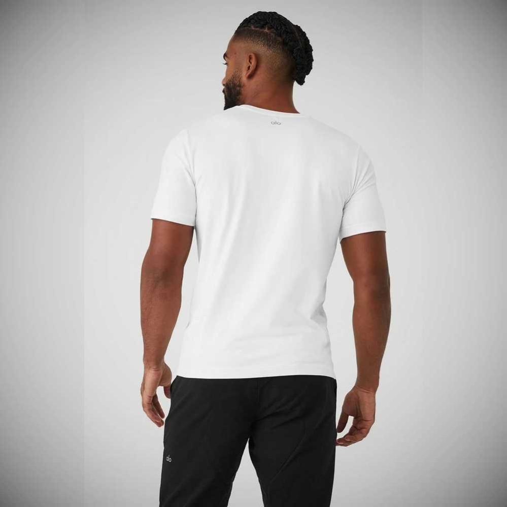 Alo Yoga Conquer Reform Crewneck Short Sleeve Herren Weiß | TBOZWN543