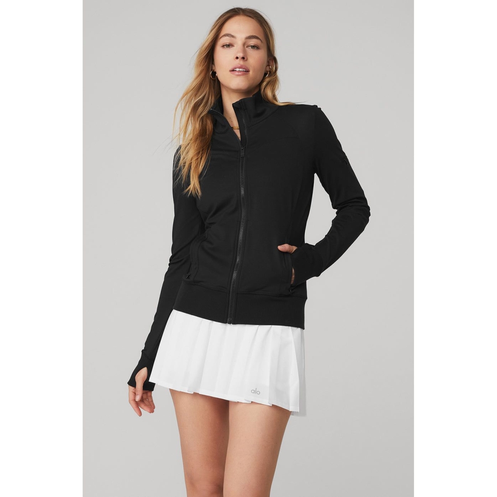 Alo Yoga Contour Jacke Damen Schwarz | CJZVFH569