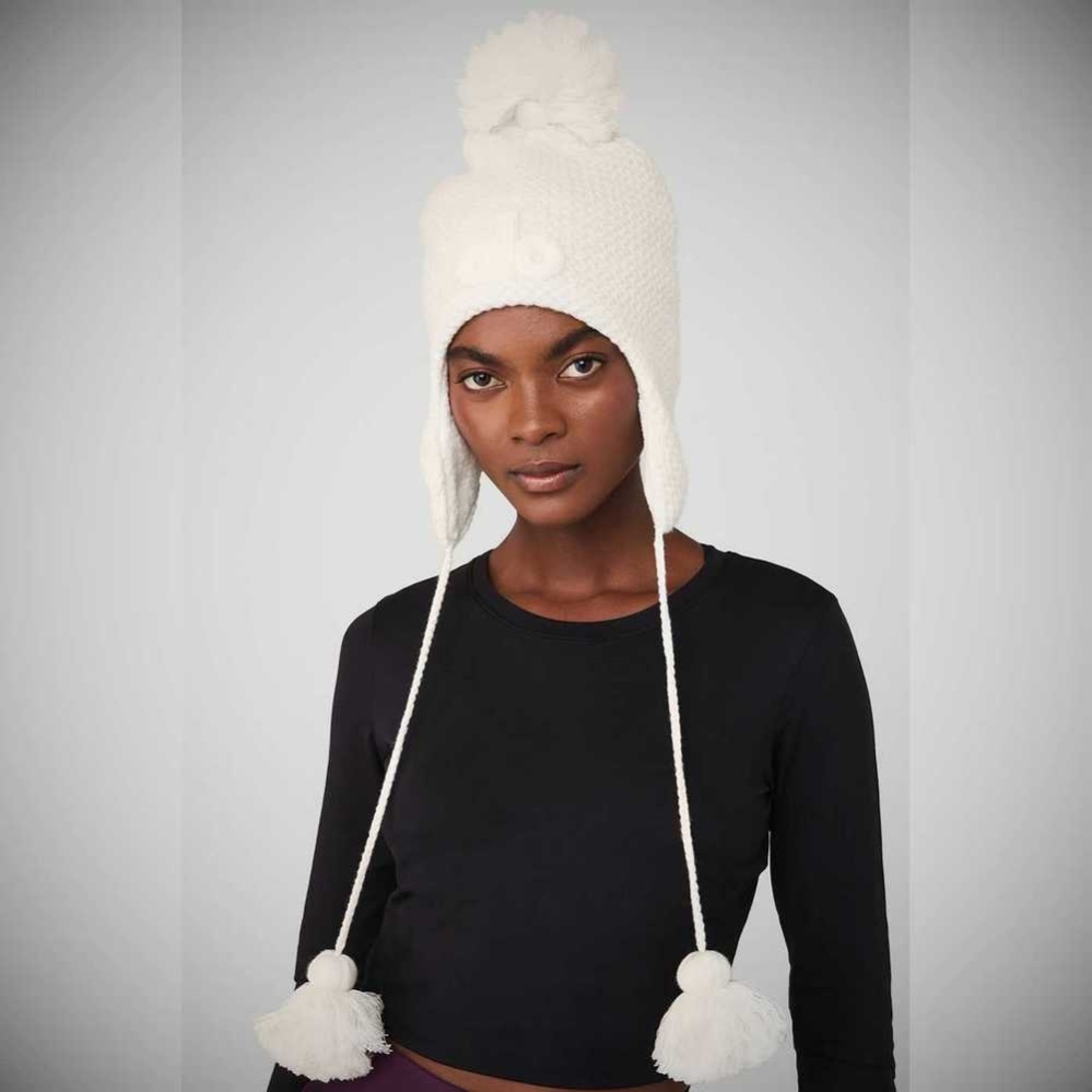 Alo Yoga Cool Skies Earflap Mütze Damen Weiß | XRBWVT074