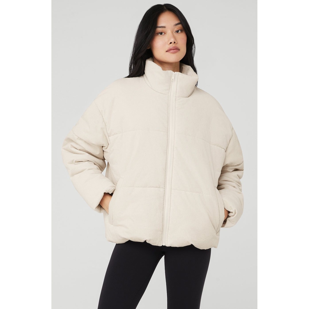 Alo Yoga Corduroy Stage Puffer Jacke Damen Beige | FTLJHG315