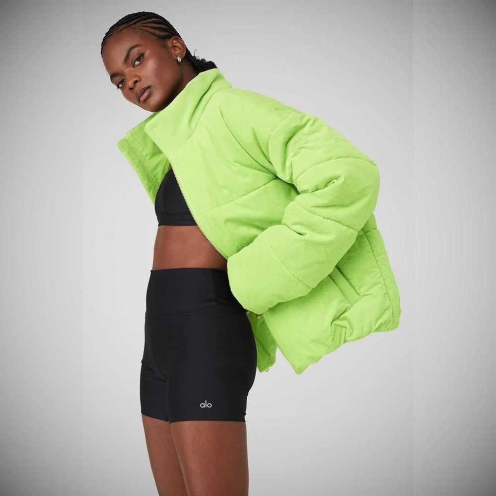 Alo Yoga Corduroy Stage Puffer Jacke Damen Celery | VCIJGA698