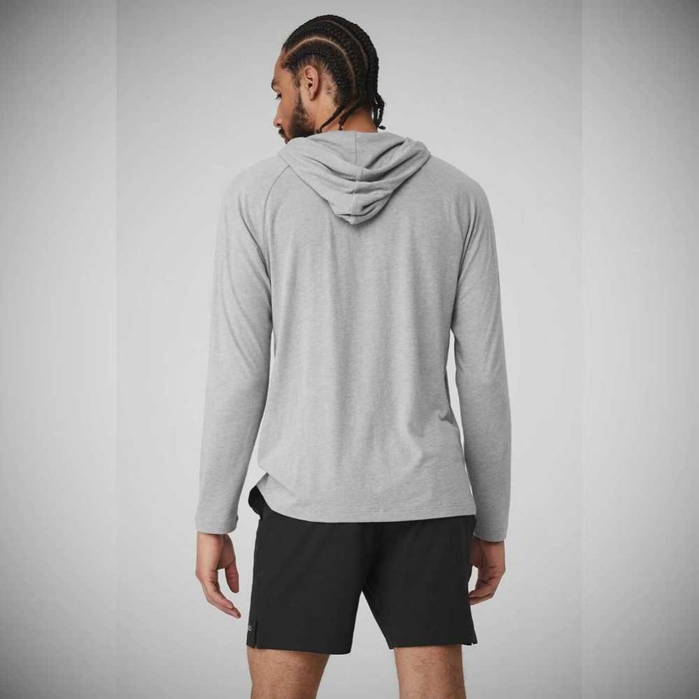 Alo Yoga Core Mit Kapuze Runner Hoodie Herren Grau | JQOIND246