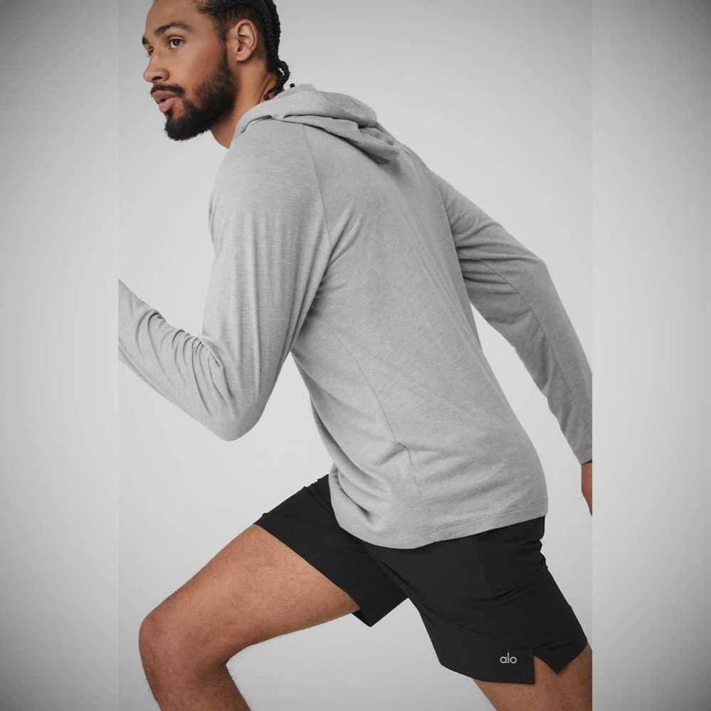 Alo Yoga Core Mit Kapuze Runner Hoodie Herren Grau | JQOIND246