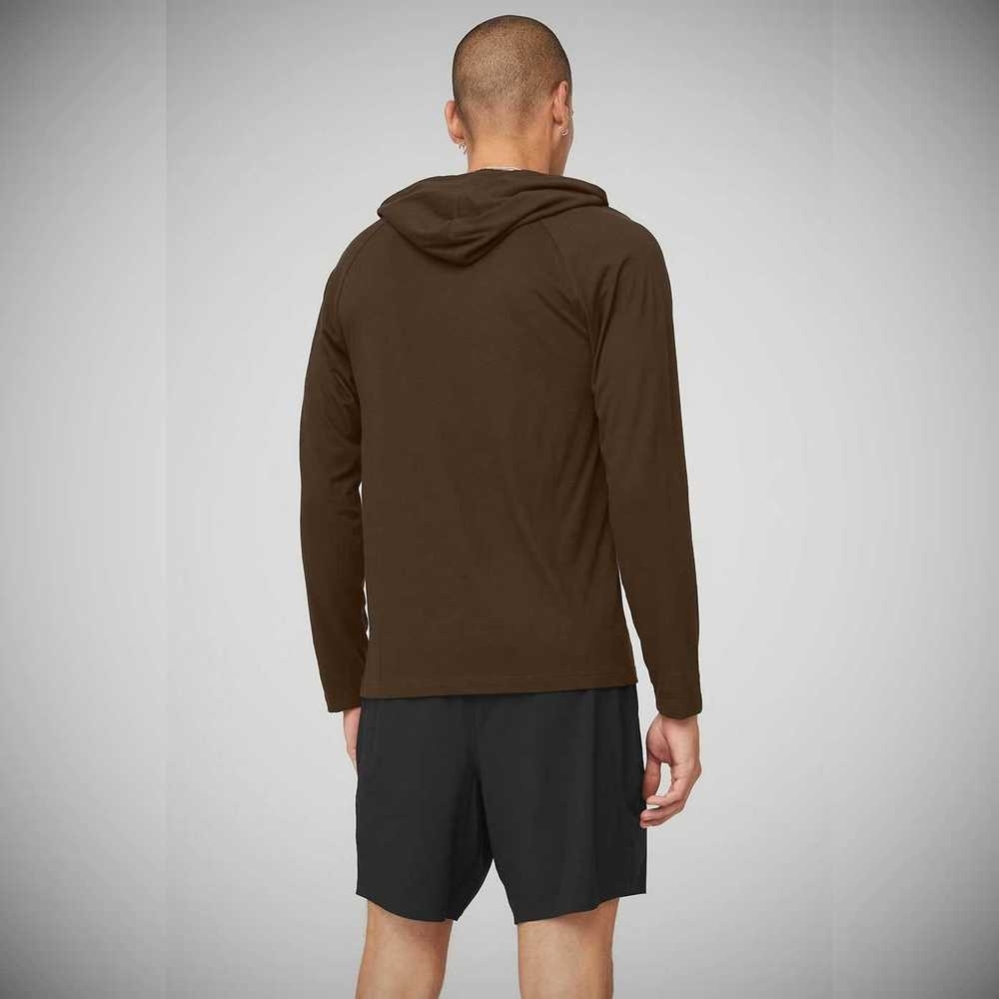 Alo Yoga Core Mit Kapuze Runner Hoodie Herren Kaffee | QENMGH974