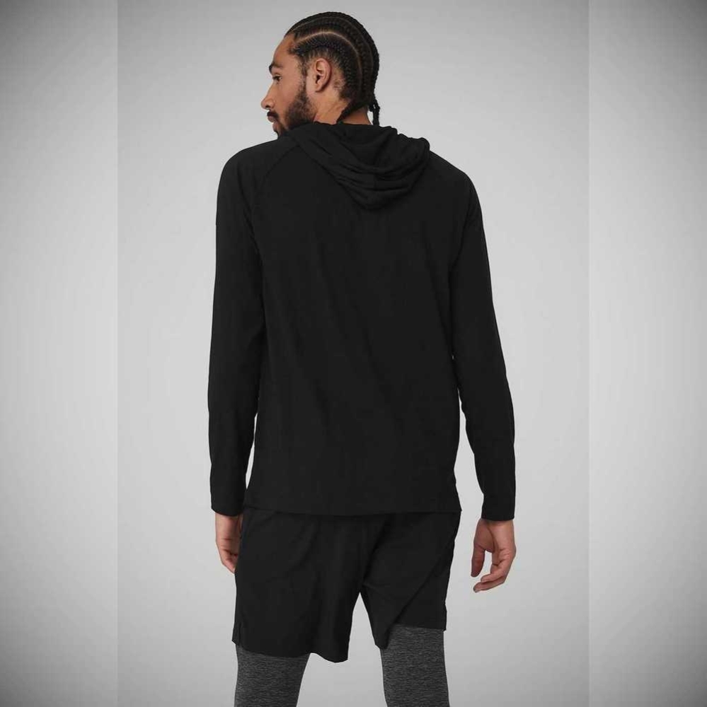 Alo Yoga Core Mit Kapuze Runner Hoodie Herren Schwarz | QUPENA965