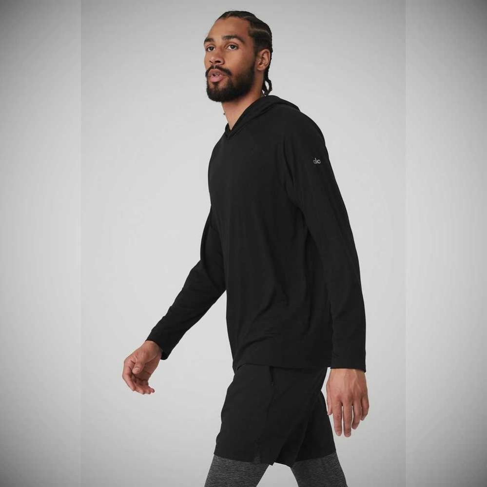 Alo Yoga Core Mit Kapuze Runner Hoodie Herren Schwarz | QUPENA965