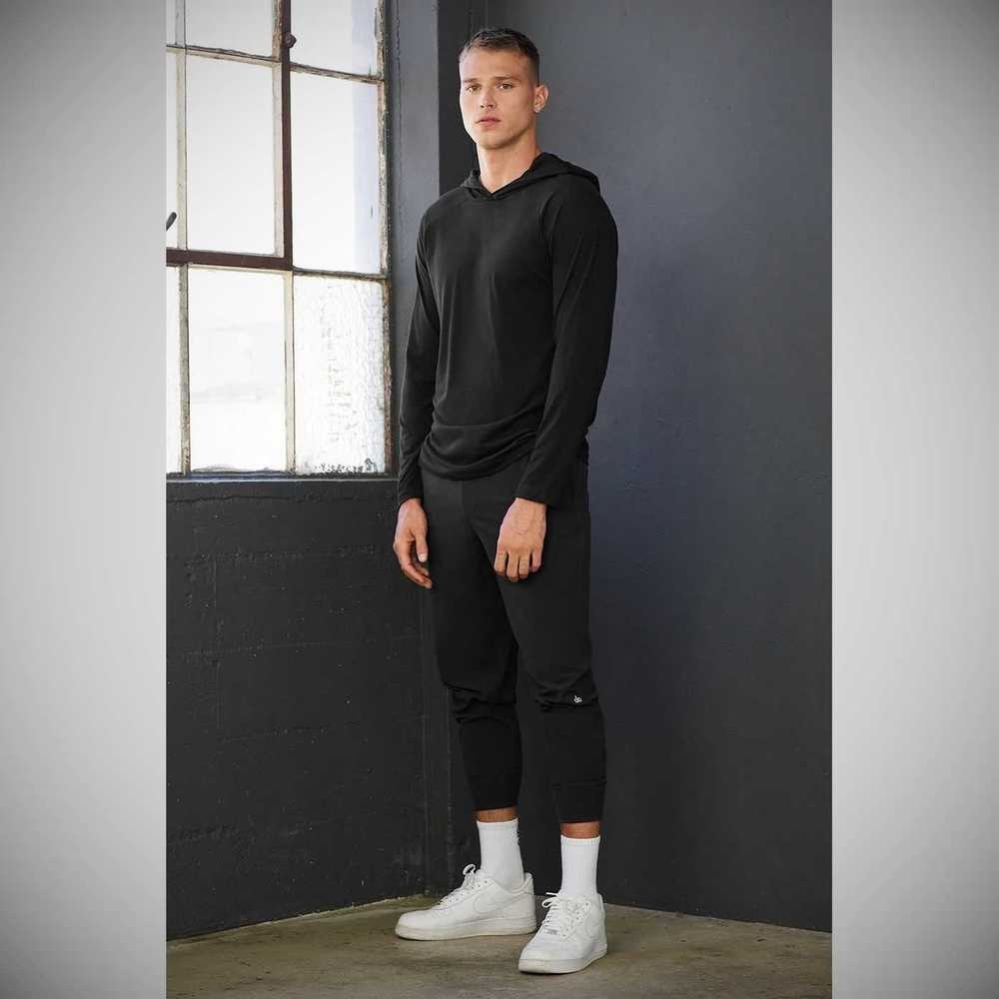 Alo Yoga Core Mit Kapuze Runner Hoodie Herren Schwarz | QUPENA965