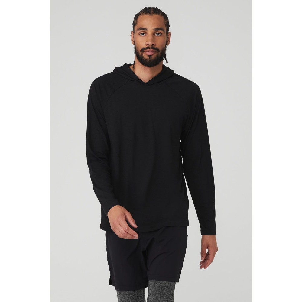 Alo Yoga Core Mit Kapuze Runner Hoodie Herren Schwarz | QUPENA965