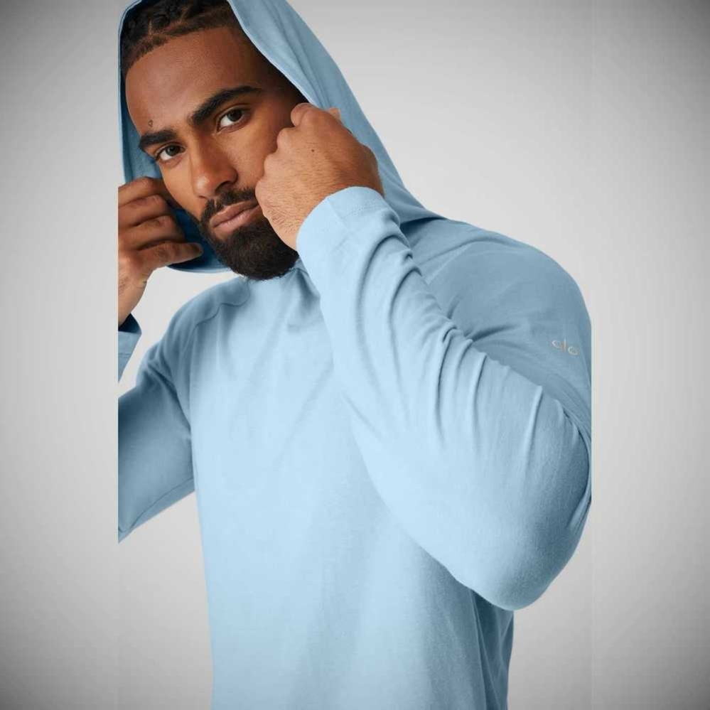 Alo Yoga Core Mit Kapuze Runner Hoodie Herren Blau | SYZTFB913