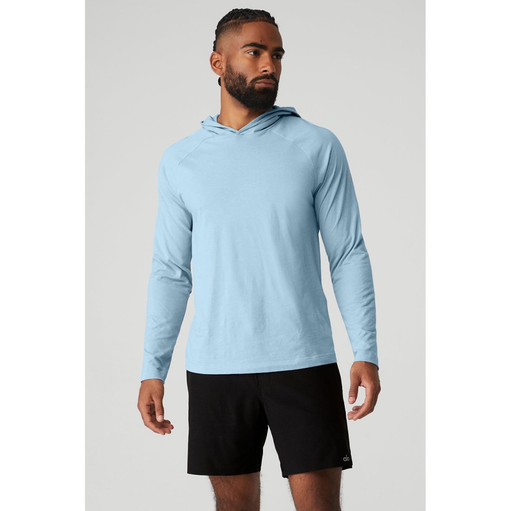 Alo Yoga Core Mit Kapuze Runner Hoodie Herren Blau | SYZTFB913