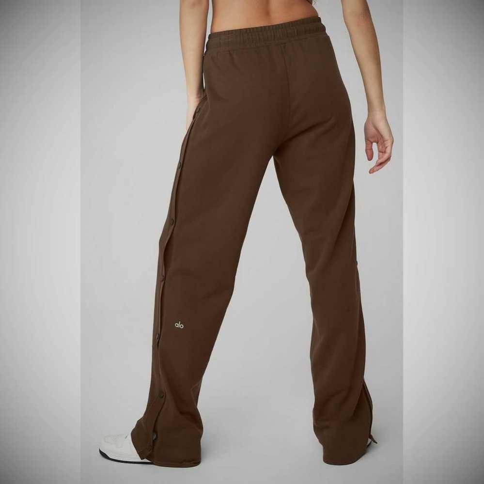 Alo Yoga Courtside Tearaway Snap Hose Damen Kaffee | MNFKSA349