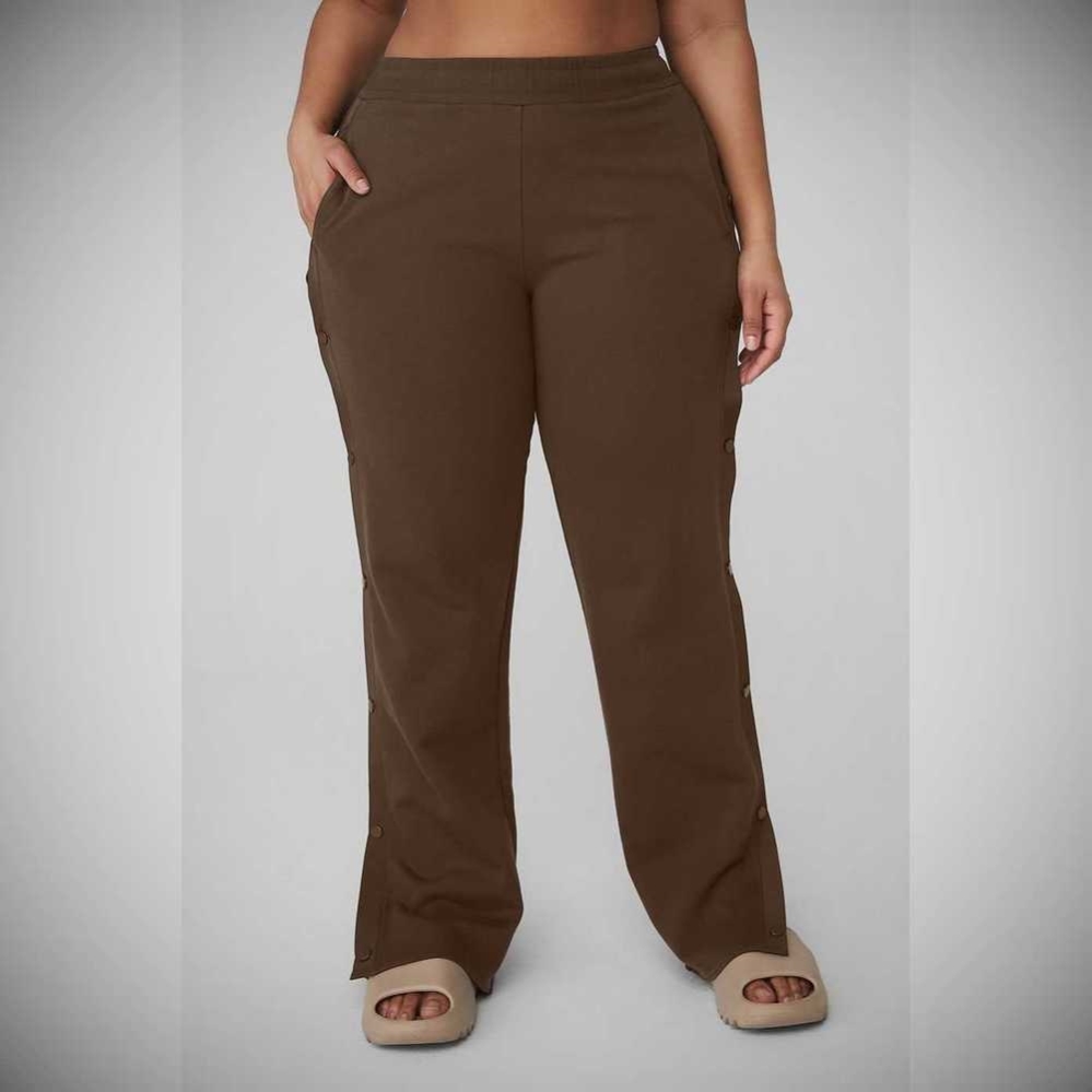 Alo Yoga Courtside Tearaway Snap Hose Damen Kaffee | MNFKSA349