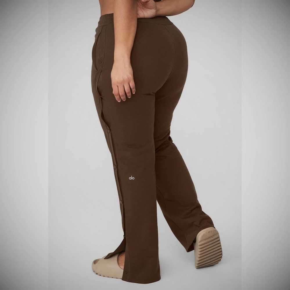 Alo Yoga Courtside Tearaway Snap Hose Damen Kaffee | MNFKSA349