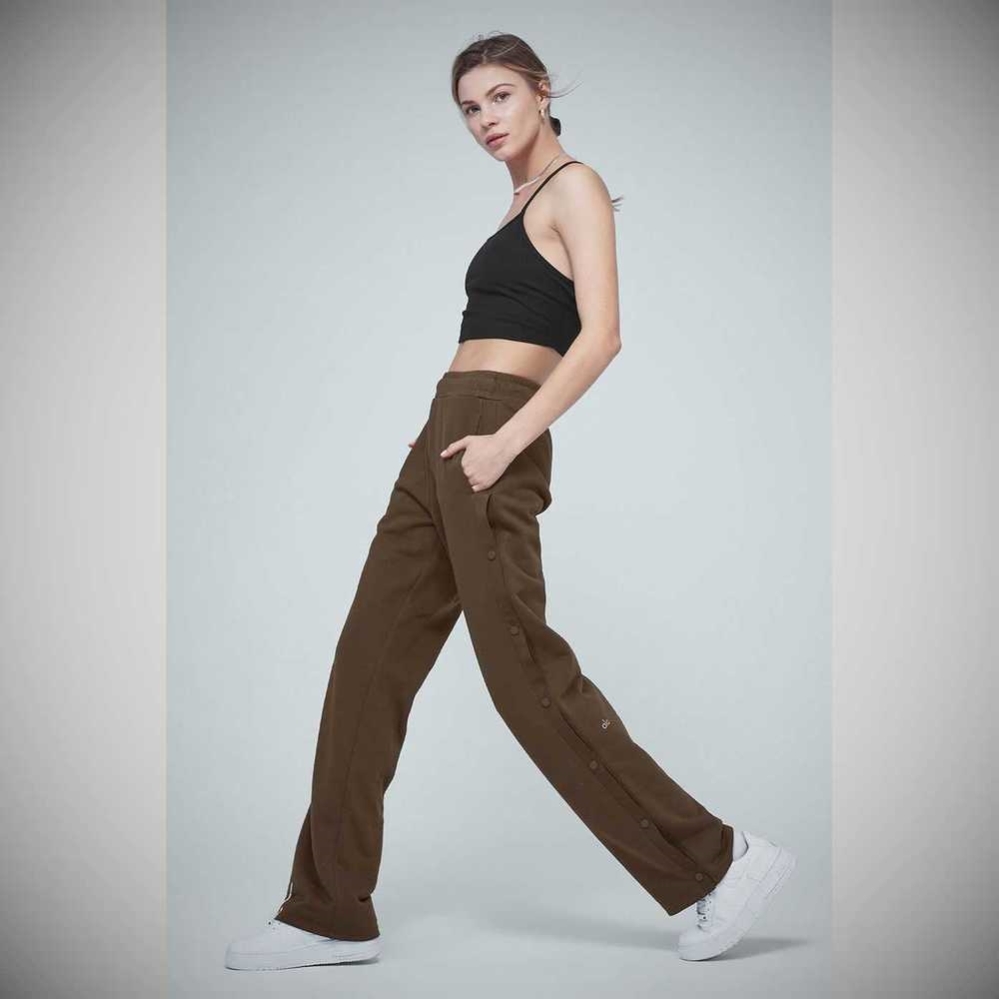 Alo Yoga Courtside Tearaway Snap Hose Damen Kaffee | MNFKSA349