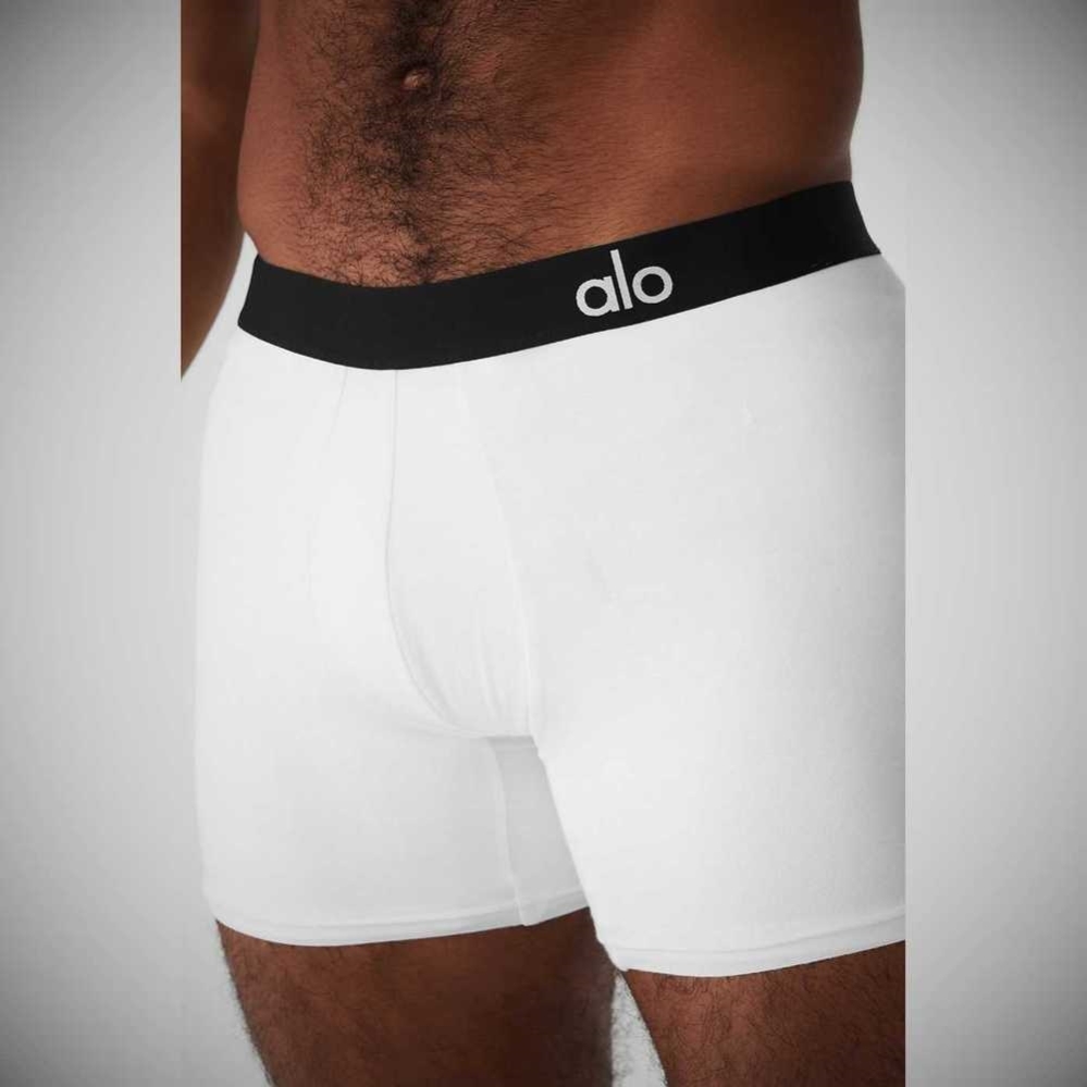 Alo Yoga Day And Night Boxer Brief Unterwäsche Herren Weiß | PRQFLM794