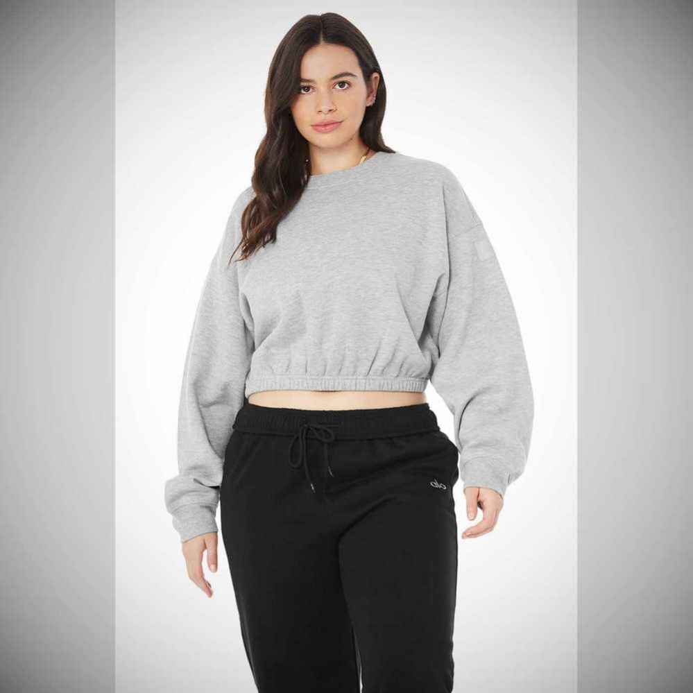 Alo Yoga Devotion Crew Neck Pullover Damen Grau | BKXOQE108