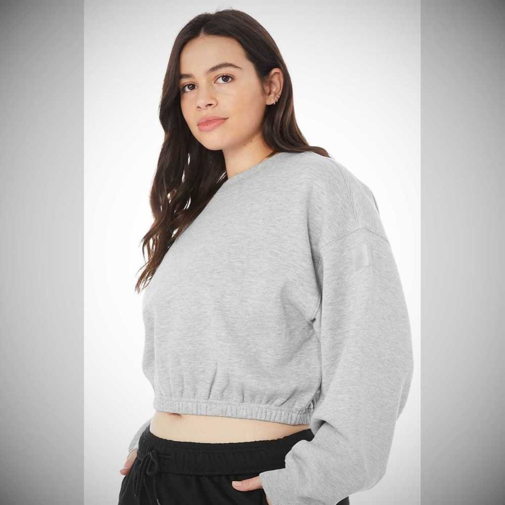 Alo Yoga Devotion Crew Neck Pullover Damen Grau | BKXOQE108