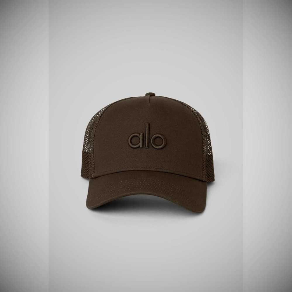 Alo Yoga District Trucker Hüte Damen Kaffee | SOHJCK039