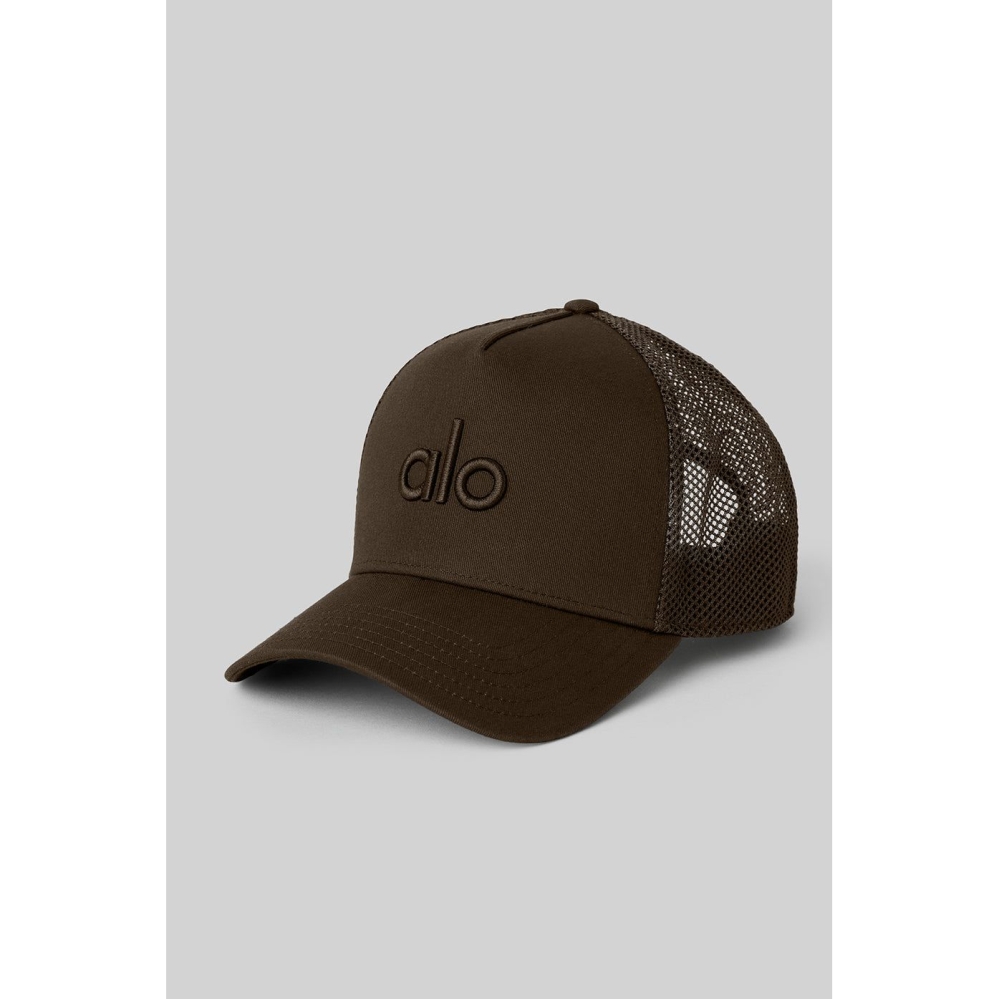 Alo Yoga District Trucker Hüte Damen Kaffee | SOHJCK039