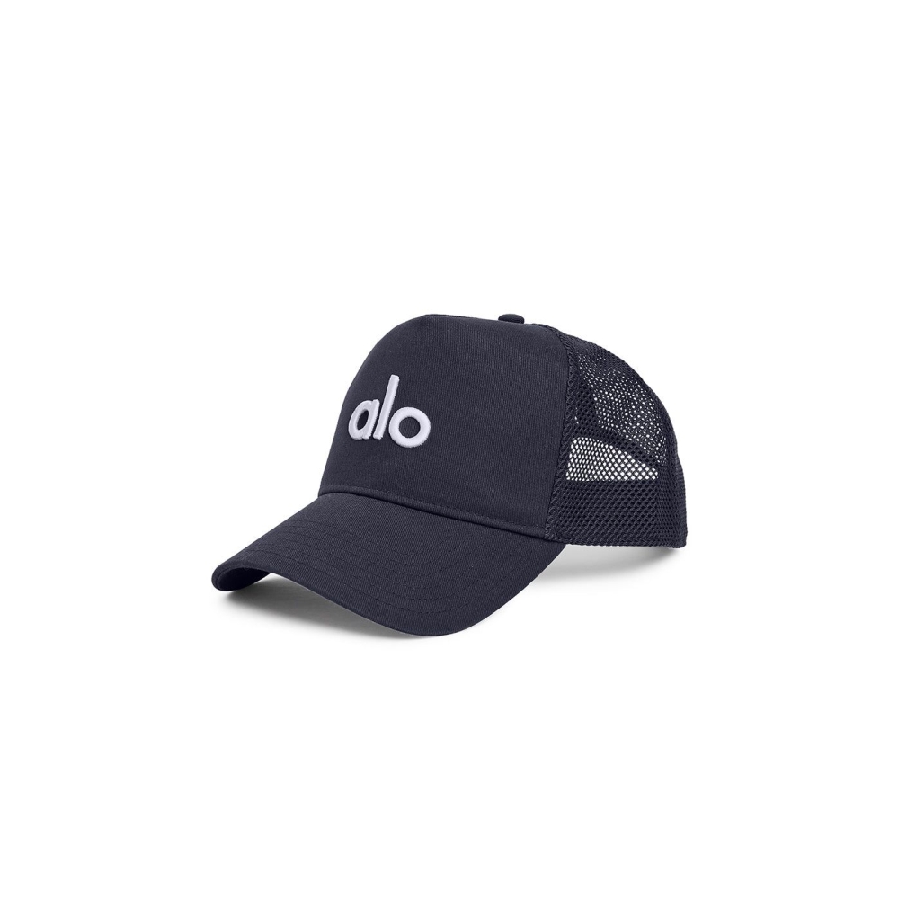 Alo Yoga District Trucker Hüte Damen Navy Weiß | HAIPXD378