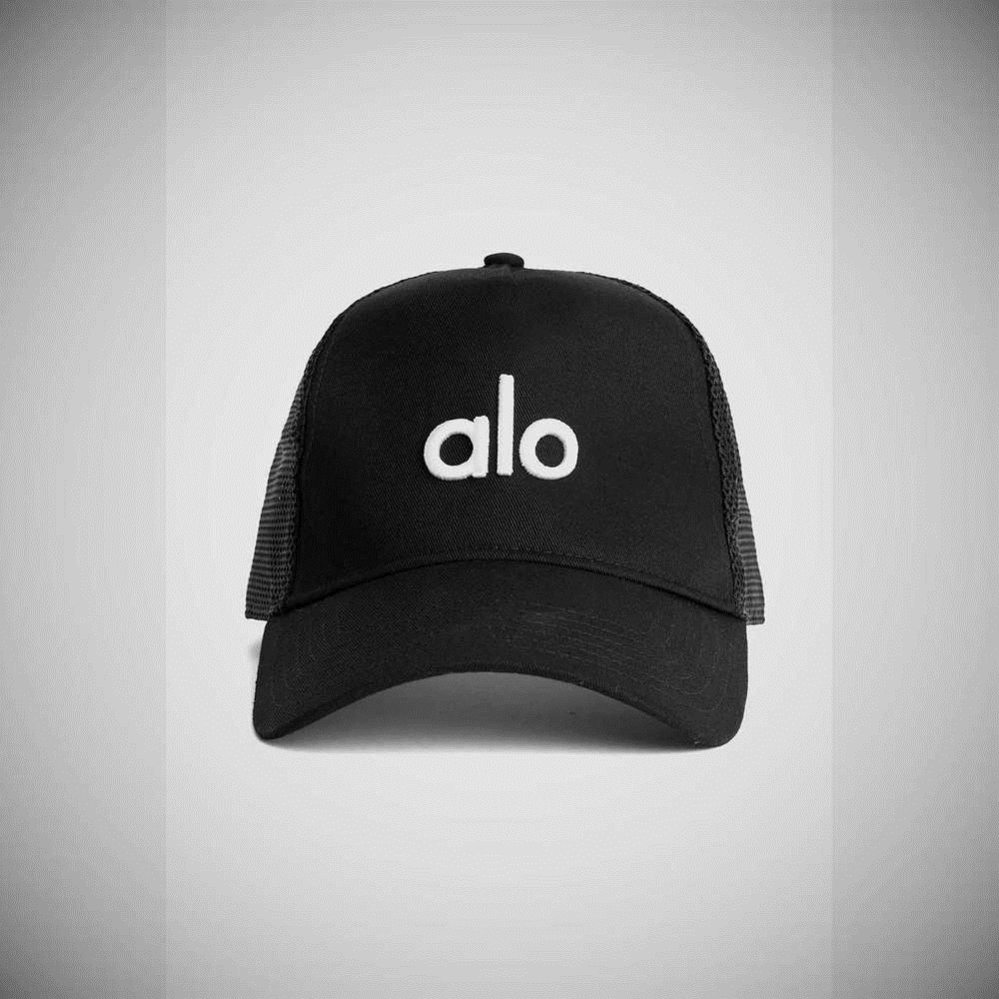 Alo Yoga District Trucker Hüte Damen Schwarz Weiß | LOUXVS924