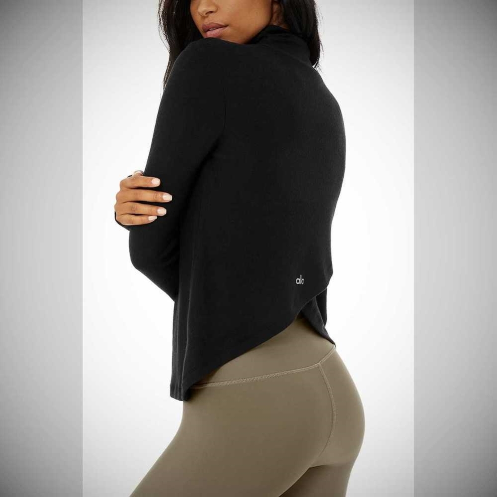 Alo Yoga Embrace Long Sleeve Damen Schwarz | YEBQNV405