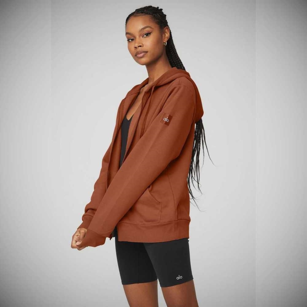 Alo Yoga Everyday Full Zip Hoodie Damen Rust | CAHFZB830