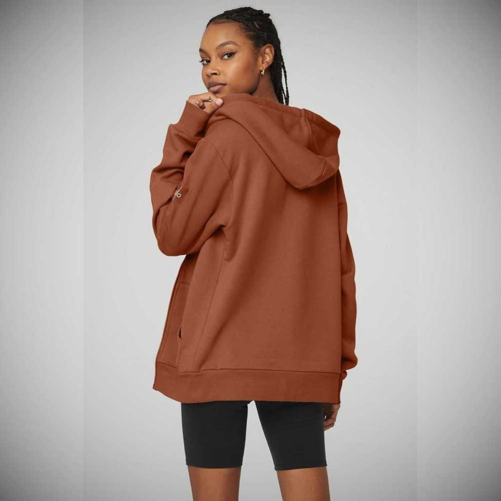 Alo Yoga Everyday Full Zip Hoodie Damen Rust | CAHFZB830