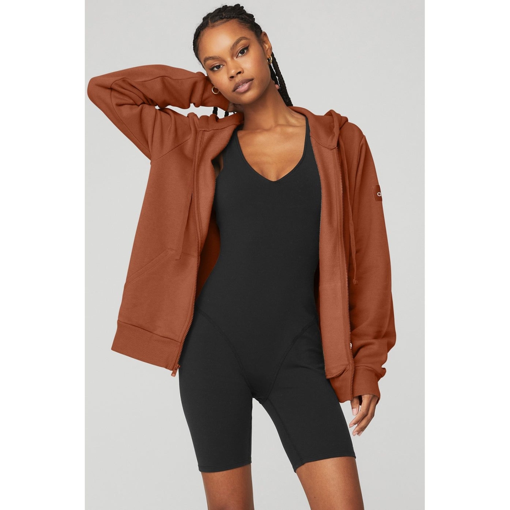 Alo Yoga Everyday Full Zip Hoodie Damen Rust | CAHFZB830