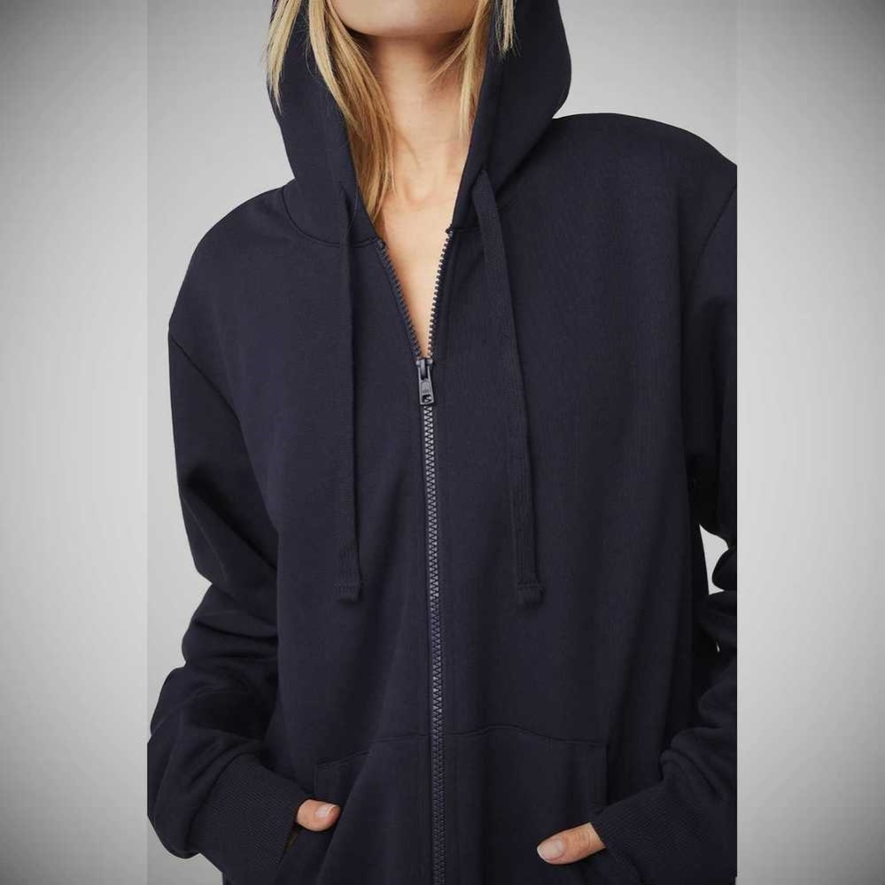 Alo Yoga Everyday Full Zip Hoodie Damen Navy | FMVYRB629