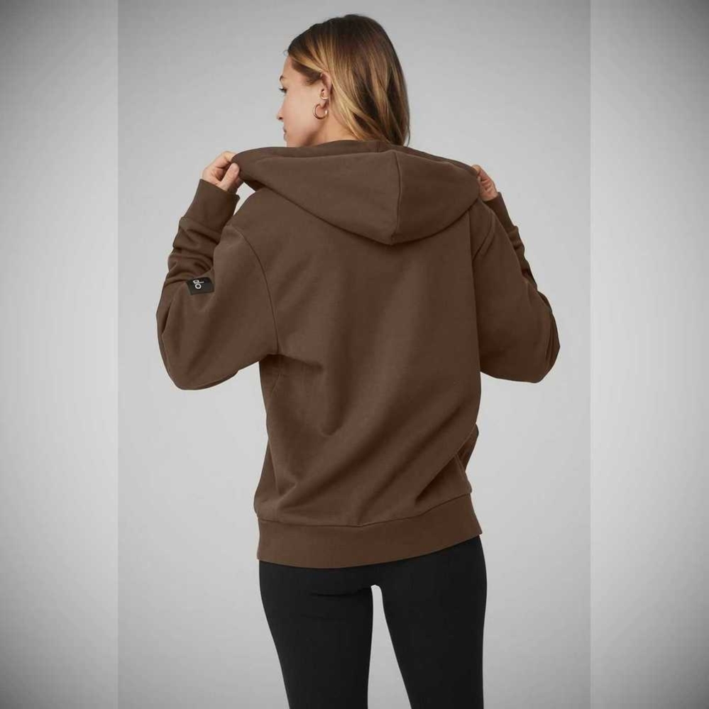 Alo Yoga Everyday Full Zip Hoodie Damen Kaffee | RUBIHJ132