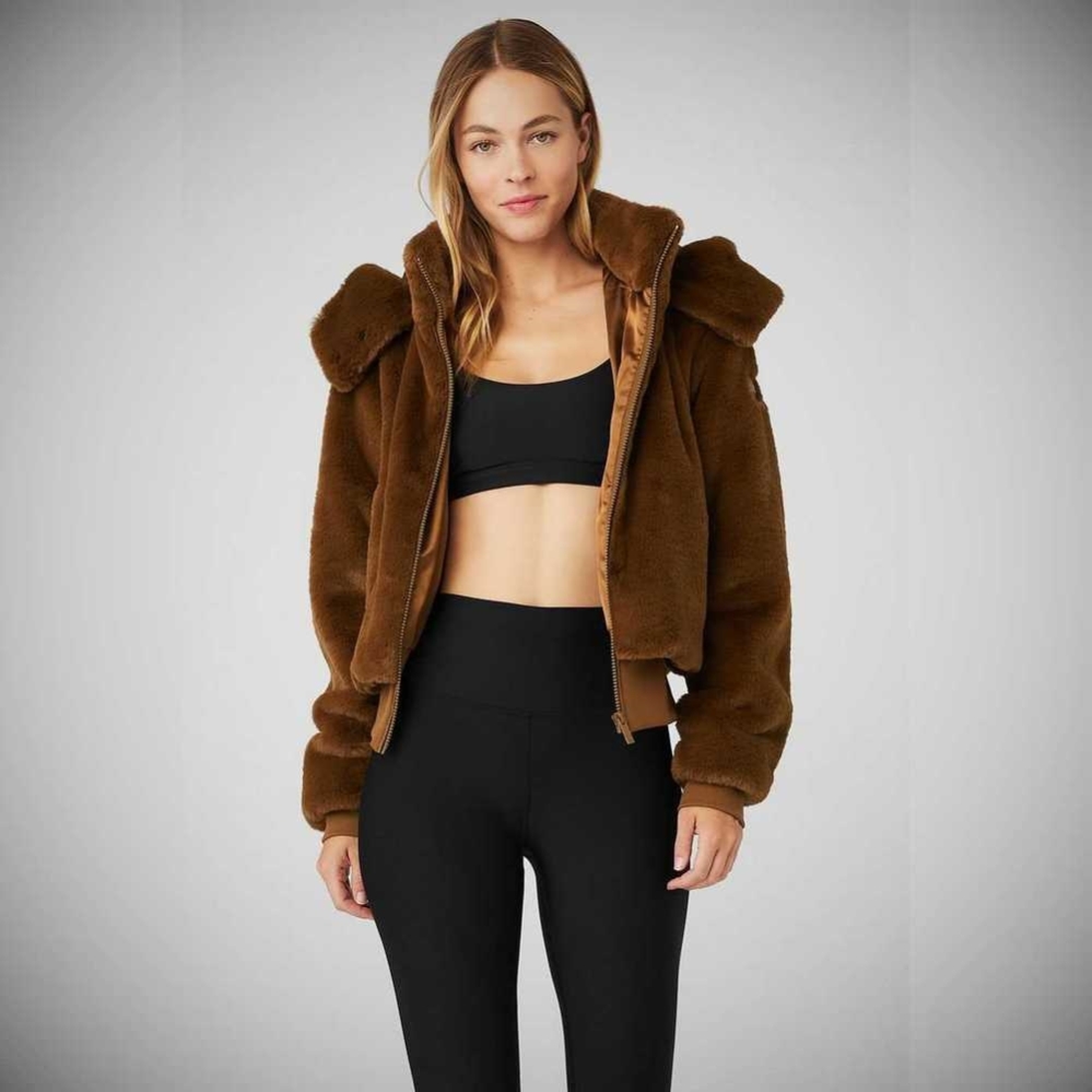 Alo Yoga Faux Fur Foxy Jacke Damen Schokolade | CEVUWQ951