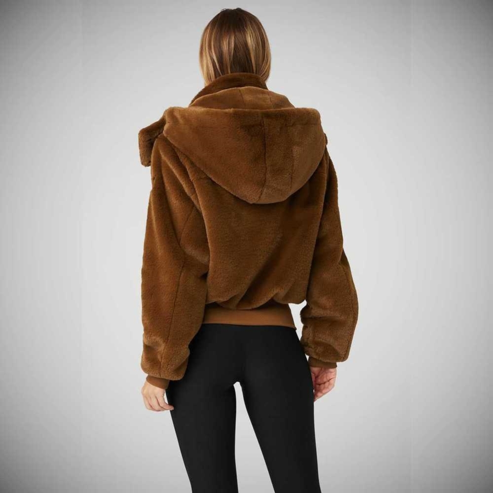 Alo Yoga Faux Fur Foxy Jacke Damen Schokolade | CEVUWQ951