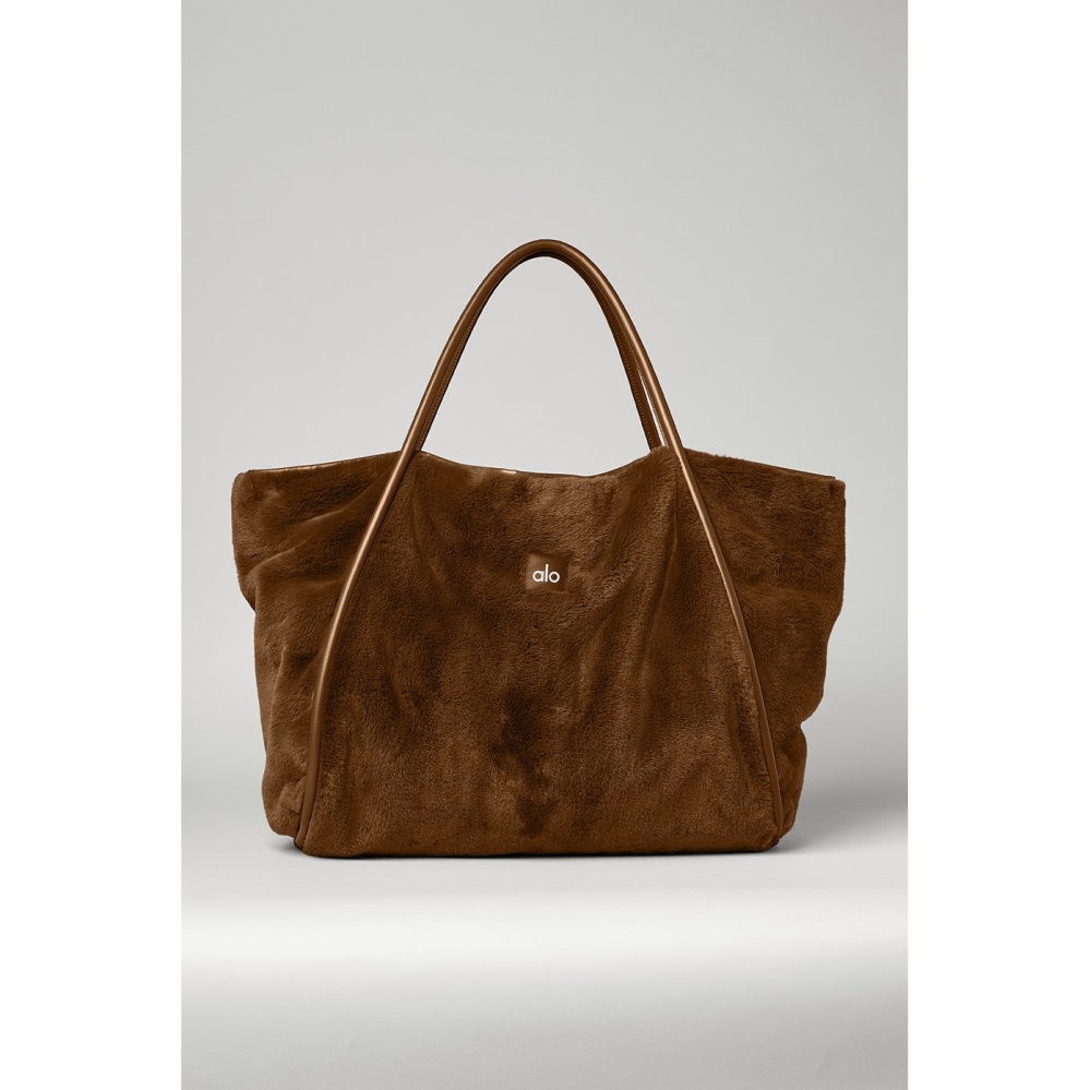 Alo Yoga Faux Fur Tote Tasche Damen Schokolade | BHVOCS340