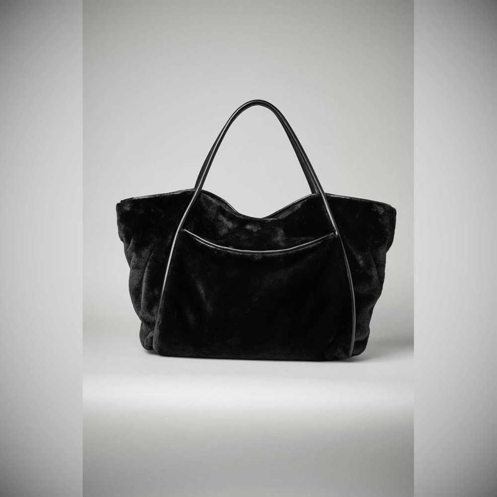 Alo Yoga Faux Fur Tote Tasche Damen Schwarz | XTJMSR321