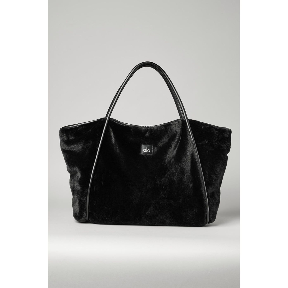 Alo Yoga Faux Fur Tote Tasche Damen Schwarz | XTJMSR321