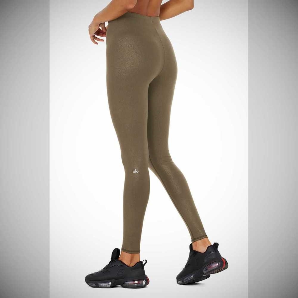 Alo Yoga Faux Leder Airbrush High-Taille Leggings Damen Kaffee | SJYQRC730