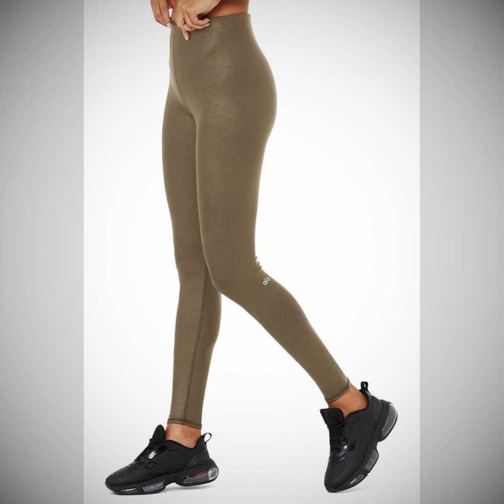 Alo Yoga Faux Leder Airbrush High-Taille Leggings Damen Kaffee | SJYQRC730